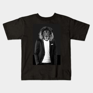 Lion in suit hipster - art print variant Kids T-Shirt